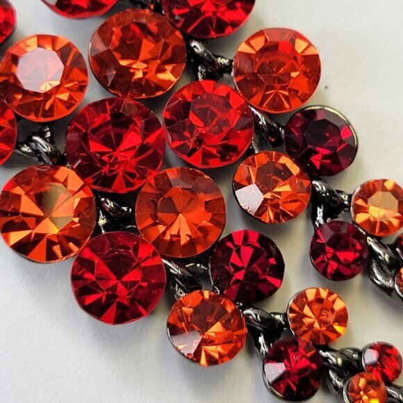 Red Crystal Drop Earrings Long Dangling Crystal Earrings - Picture 2 of 5